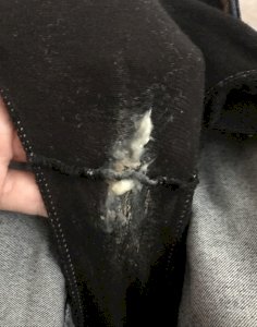 Black granny panties full of creamy goodness