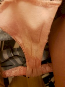 Wet pink lacey panties cute bow on front