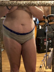 grey with blue trim