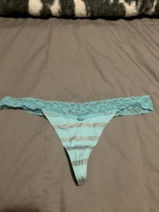 Aqua blue strip thong