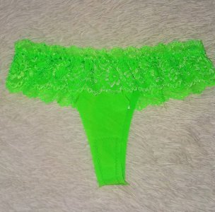 Sexy lime green thong with lace trim