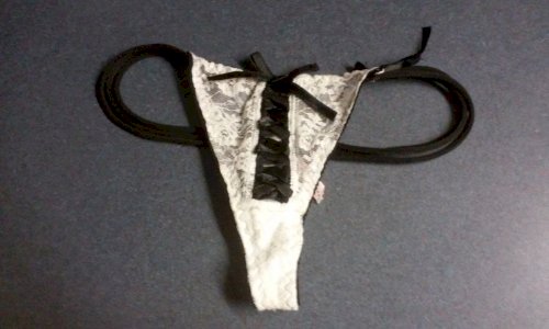 Black and White Lace Up Gstring