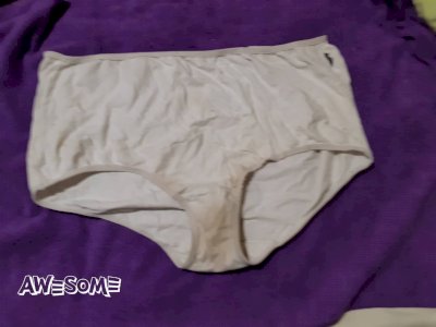 Grey cotton, well worn and stained