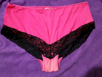 Pink with black lace panties