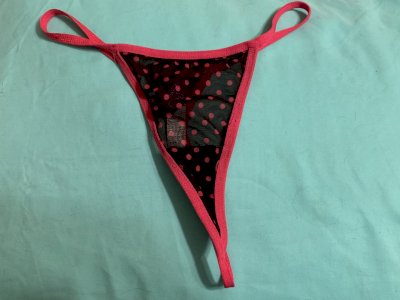 Pink and Black Polka Dot G-string