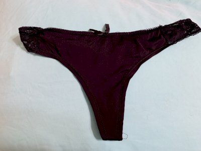 Very Worn Black Thong with Bow