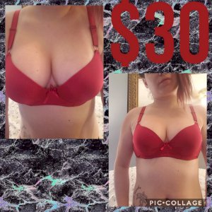Red satin bra
