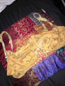 WORN LACEY ORANGE BRA