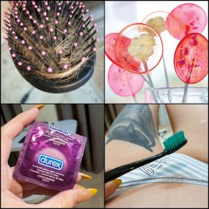 Used condoms, heirs, lollipops, toothbrush