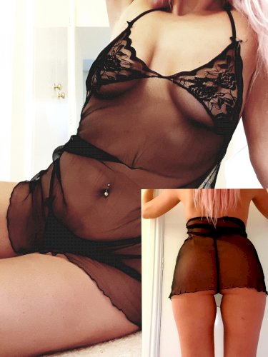 My well worn black seethrough lingerie set with well worn G-string
