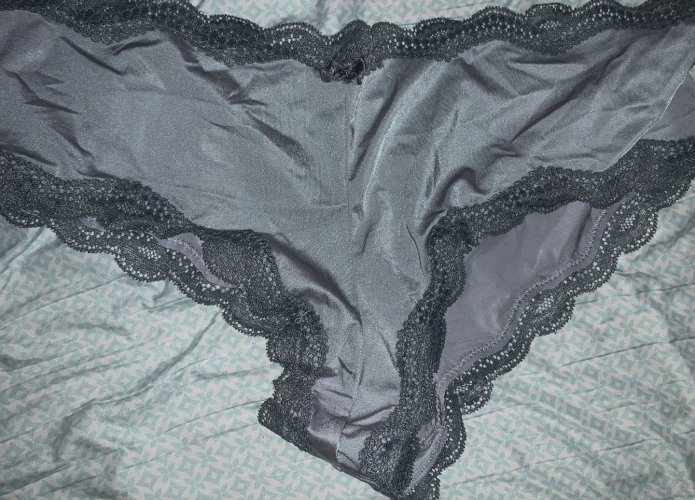 Nylon cheeky panties with lace trim