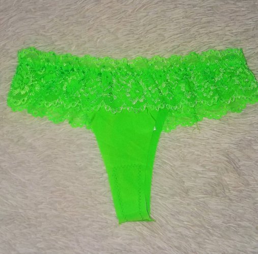 Sexy lime green thong with lace trim