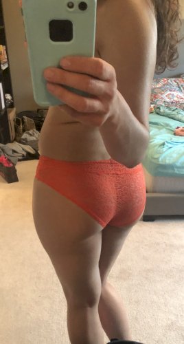 Orange full lace nylon bikini (M)