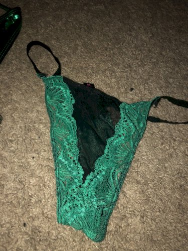 Green and black lace panties