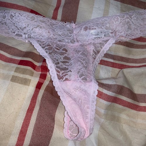 Light pink lacy thong - worn for 2 days so far