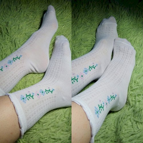 white socks with flowers