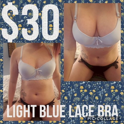 Light blue lace and satin bra