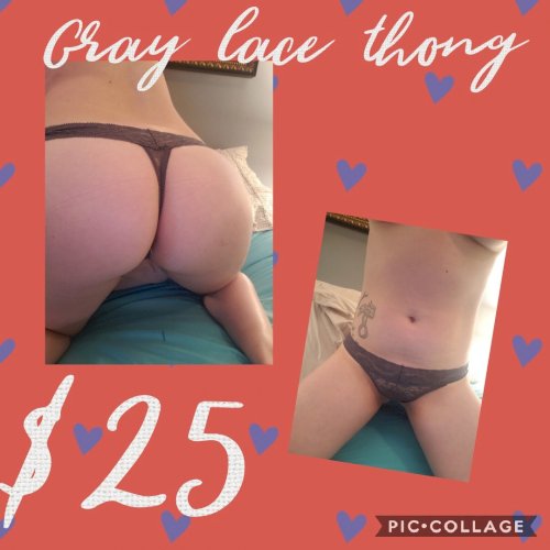 Gray lace thong
