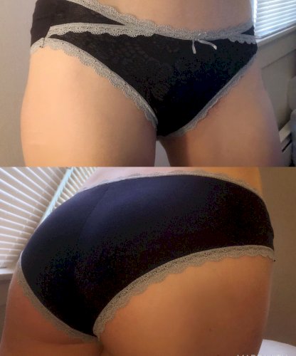 Navy Blue Cotton and Lace Panties